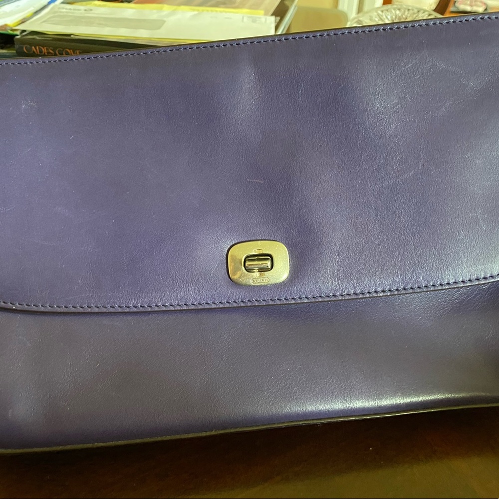Coach purple leather flap over wristlet/clutch bag